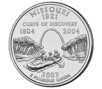  Монета 25 центов 2003 «Миссури» (штаты США) случайный монетный двор, фото 1 