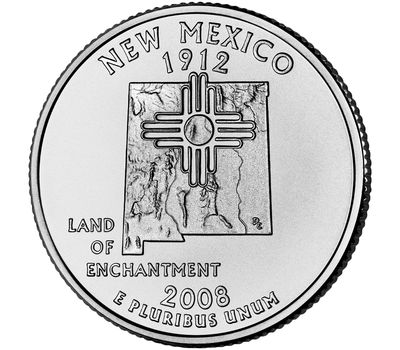  Монета 25 центов 2008 «Нью-Мексико» (штаты США) случайный монетный двор, фото 1 