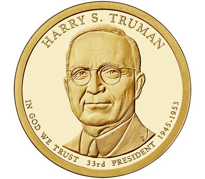  Монета 1 доллар 2015 «33-й президент Гарри Трумэн» США (случайный монетный двор), фото 1 