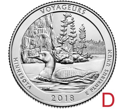  Монета 25 центов 2018 «Вояджерс в Миннесоте» (43-й нац. парк США) D, фото 1 