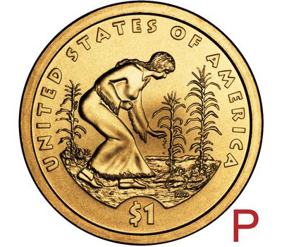  Монета 1 доллар 2009 «Индианка, выращивающая трёх сестёр» США P (Сакагавея), фото 1 