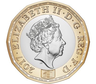  Монета 1 фунт 2017 Новый дизайн (12 граней, биметалл), фото 2 