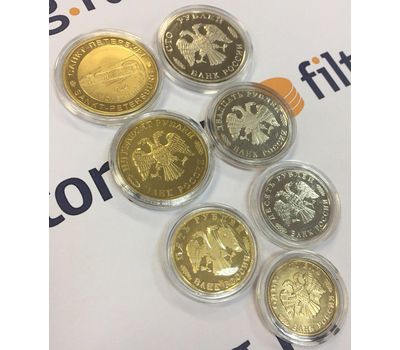  Набор 6 копий монет «50 лет Великой Победы» 1995 + жетон, фото 4 