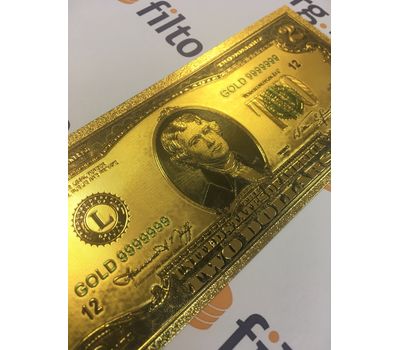  Золотая банкнота 2 доллара 1976 США (копия), фото 3 