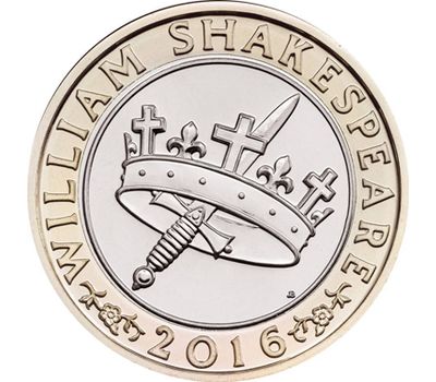  Набор 3 монеты 2 фунта 2016 «400 лет со дня смерти У. Шекспира» Великобритания, фото 2 