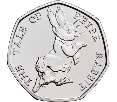 Монета 50 пенсов 2017 «Бегущий кролик Питер» (Герои Беатрис Поттер), фото 1 