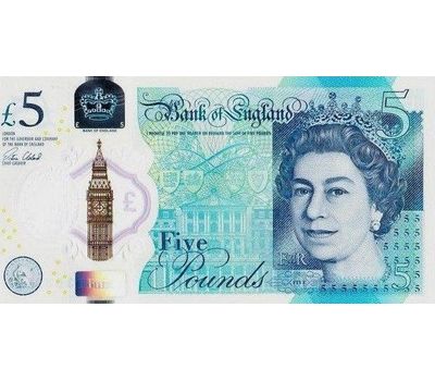  Банкнота 5 фунтов 2015 «Уинстон Черчиль» Великобритания Пресс, фото 2 