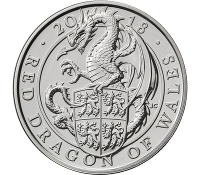  Монета 5 фунтов 2018 «Красный дракон из Уэльса» (Звери Королевы) в буклете, фото 2 