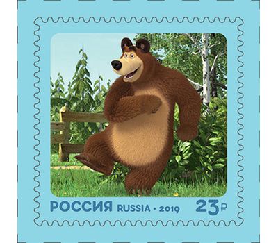  3 почтовые марки «Современный российский кинематограф. Мультфильм «Маша и Медведь» 2019, фото 4 