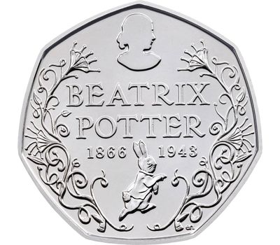  Монета 50 пенсов 2016 «150 лет со дня рождения Беатрис Поттер», фото 1 