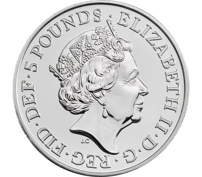  Монета 5 фунтов 2020 «Белый Лев дома Мортимер» (Звери Королевы) в буклете, фото 3 
