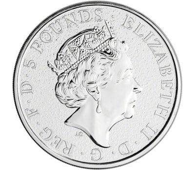  5 фунтов 2016 «Лев Англии» (Звери Королевы) серебро 2 унции, фото 2 