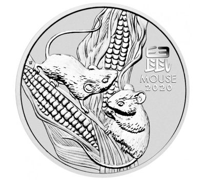  Монета 50 центов 2020 «Восточный гороскоп — Год мыши (крысы)» Австралия (серебро 1/2 унции), фото 1 