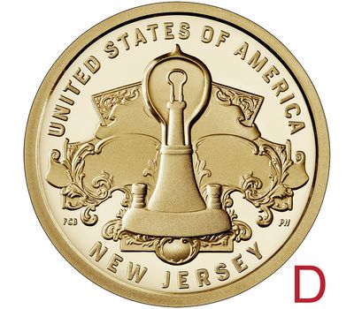  Монета 1 доллар 2019 «Лампа накаливания Томаса Эдисона» D (Американские инновации), фото 1 