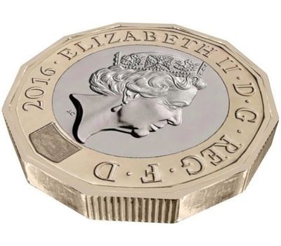  Монета 1 фунт 2016 Новый дизайн (12 граней, биметалл), фото 3 