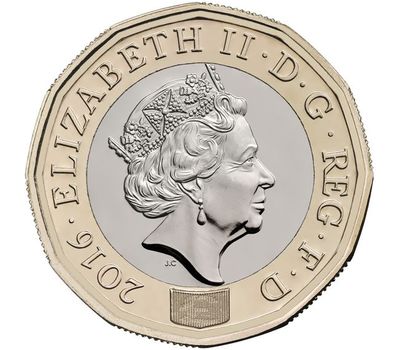  Монета 1 фунт 2016 Новый дизайн (12 граней, биметалл), фото 2 