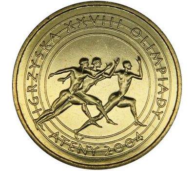  Монета 2 злотых 2004 «Игры XXVIII Олимпиады 2004 года в Афинах» Польша, фото 1 