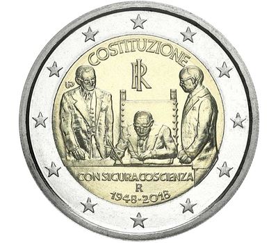  Монета 2 евро 2018 «70-летие конституции Итальянской Республики» Италия, фото 1 