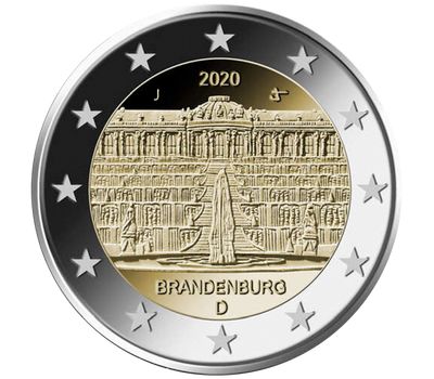  Монета 2 евро 2020 «Бранденбург. Дворец Сан-Суси» Германия, фото 1 