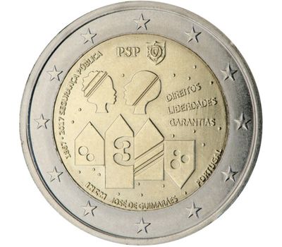  Монета 2 евро 2017 «150 лет Полиции общественной безопасности» Португалия, фото 1 