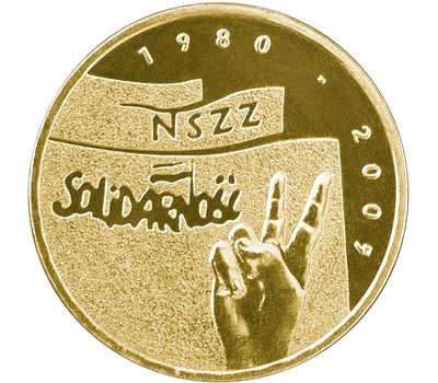 Монета 2 злотых 2005 «25-летие профсоюза «Солидарность» Польша, фото 1 