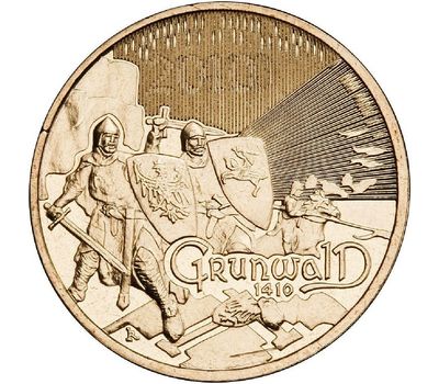  Монета 2 злотых 2010 «Великие битвы — Грюнвальд, Клушино» Польша, фото 1 