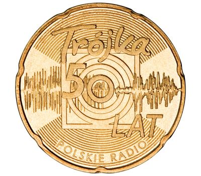  Монета 2 злотых 2012 «50-летие Польского радио Тройка» Польша, фото 1 
