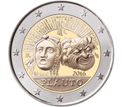  Монета 2 евро 2016 «2200-летие со дня смерти Плавта» Италия, фото 1 