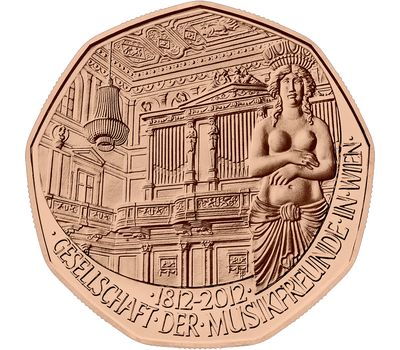  Монета 5 евро 2012 «200 лет обществу любителей музыки в Вене» Австрия, фото 1 