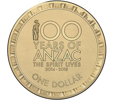  Монета 1 доллар 2017 «100 лет мемориалу Анзак» Австралия, фото 1 