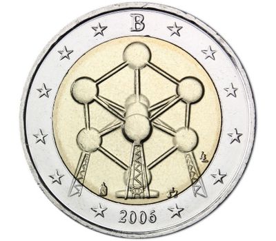  Монета 2 евро 2006 «Конструкция Атомиум в Брюсселе» Бельгия, фото 1 