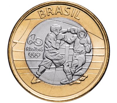  Монета 1 реал 2016 «Олимпиада в Рио-де-Жанейро. Бокс» Бразилия, фото 1 
