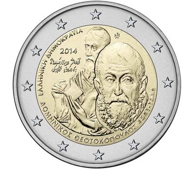  Монета 2 евро 2014 «400 лет со дня смерти Доменикоса Теотокопулоса» Греция, фото 1 