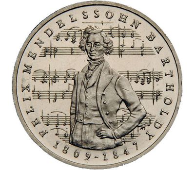  Монета 5 марок 1984 «175 лет со дня рождения Феликса Мендельсона» Германия, фото 1 