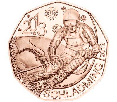  Монета 5 евро 2013 «Чемпионат мира по горнолыжному спорту. Шладминг» Австрия, фото 1 