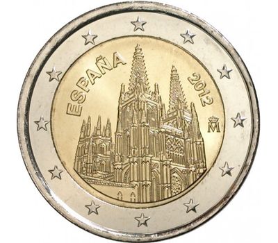  Монета 2 евро 2012 «Кафедральный собор в г. Бургос» Испания, фото 1 