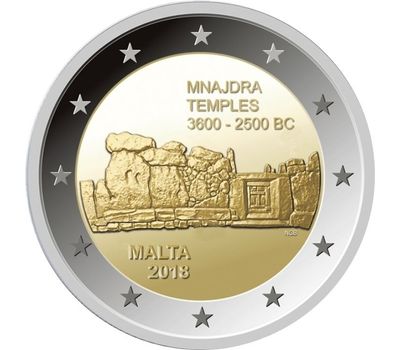  Монета 2 евро 2018 «Мегалитический комплекс Мнайдра» Мальта, фото 1 
