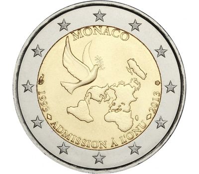  Монета 2 евро 2013 «20 лет со дня вступления Монако в ООН» Монако, фото 1 