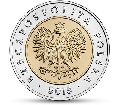  Монета 5 злотых 2018 «100-летие независимости» Польша, фото 2 