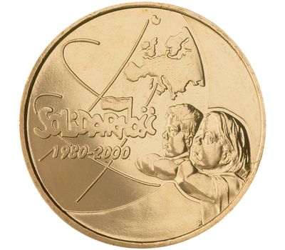  Монета 2 злотых 2000 «20-летие Солидарности» Польша, фото 1 