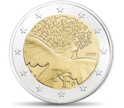  Монета 2 евро 2015 «70 лет мира в Европе» Франция, фото 1 