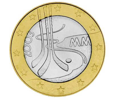  Монета 5 евро 2003 «Чемпионат мира по хоккею 2003 в Финляндии» Финляндия, фото 1 