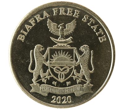  Монета 10 шиллингов 2020 «Белый носорог» Биафра (Нигерия), фото 2 