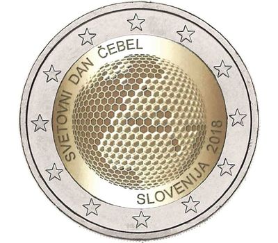  Монета 2 евро 2018 «Всемирный день пчел» Словения, фото 1 