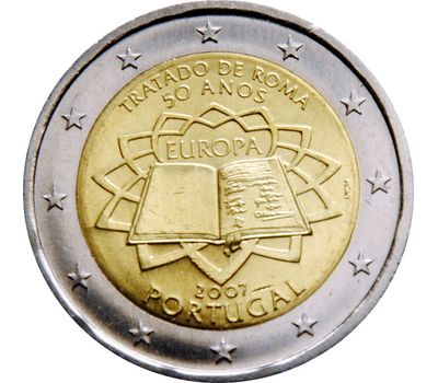  Монета 2 евро 2007 «50 лет подписания Римского договора» Португалия, фото 1 