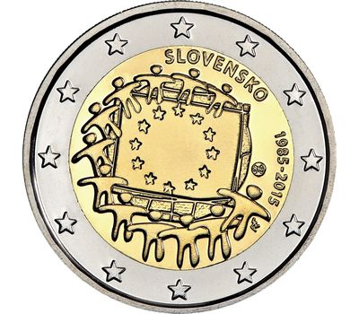  Монета 2 евро 2015 «30 лет европейскому флагу» Словакия, фото 1 