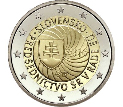  Монета 2 евро 2016 «Председательство в ЕС» Словакия, фото 1 