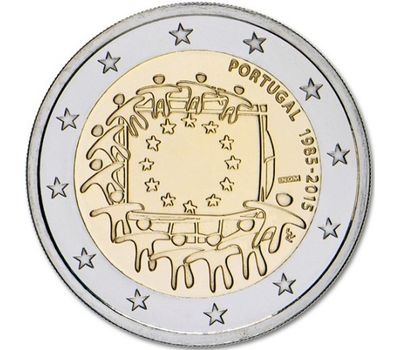  Монета 2 евро 2015 «30 лет флагу ЕС» Португалия, фото 1 