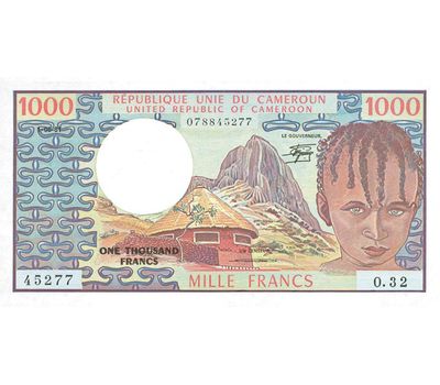  Банкнота 1000 франков 1984 Французский Камерун (копия), фото 2 
