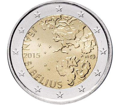  Монета 2 евро 2015 «150 лет со дня рождения Яна Сибелиуса» Финляндия, фото 1 